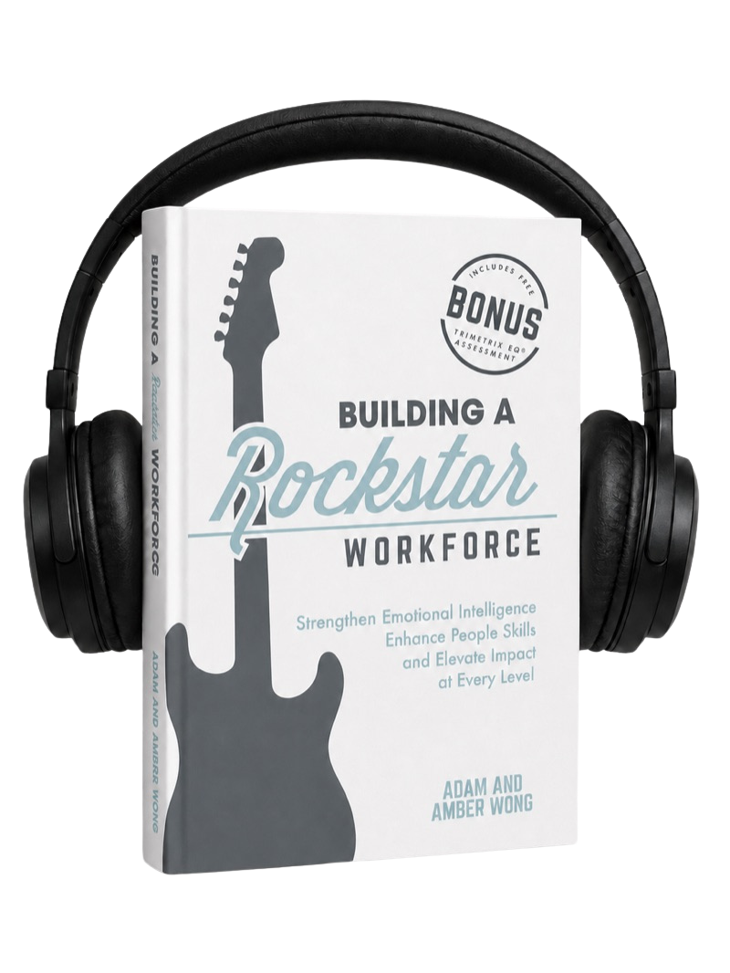 Building a Rockstar Workforce audiobook — the book with headphones resting around it